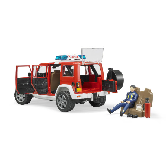 Jeep Wrangler tűzoltóautó, tűzoltó figurával BRUDER (02528)