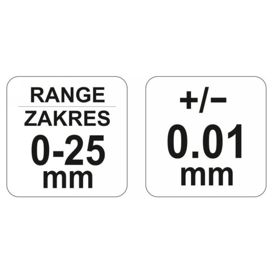 Mikrométer 0-25mm +/-0,01mm mechanikus YATO