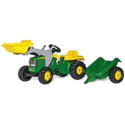 Rolly Toys Kid John Deere pedálos markolós traktor utánfutóval (023110)