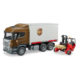 UPS MACK Granite konténeres teherautó villástargoncával BRUDER 02828